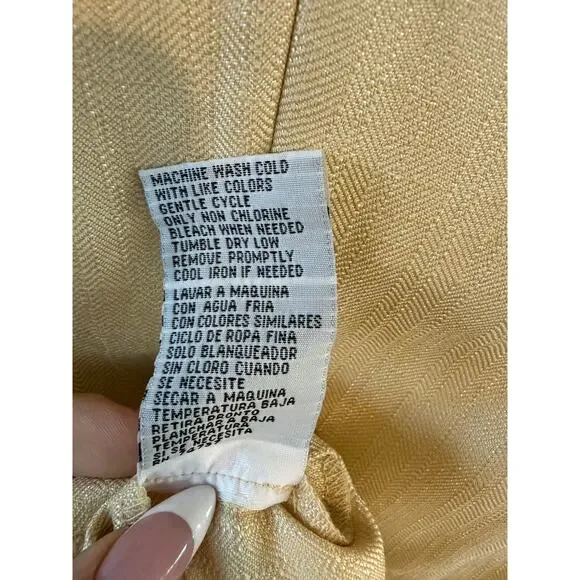 Shelby & Palmer Gold Shimmer Cocktail Dress Size 6 Floral Detail Wedding Guest - Picture 7 of 7